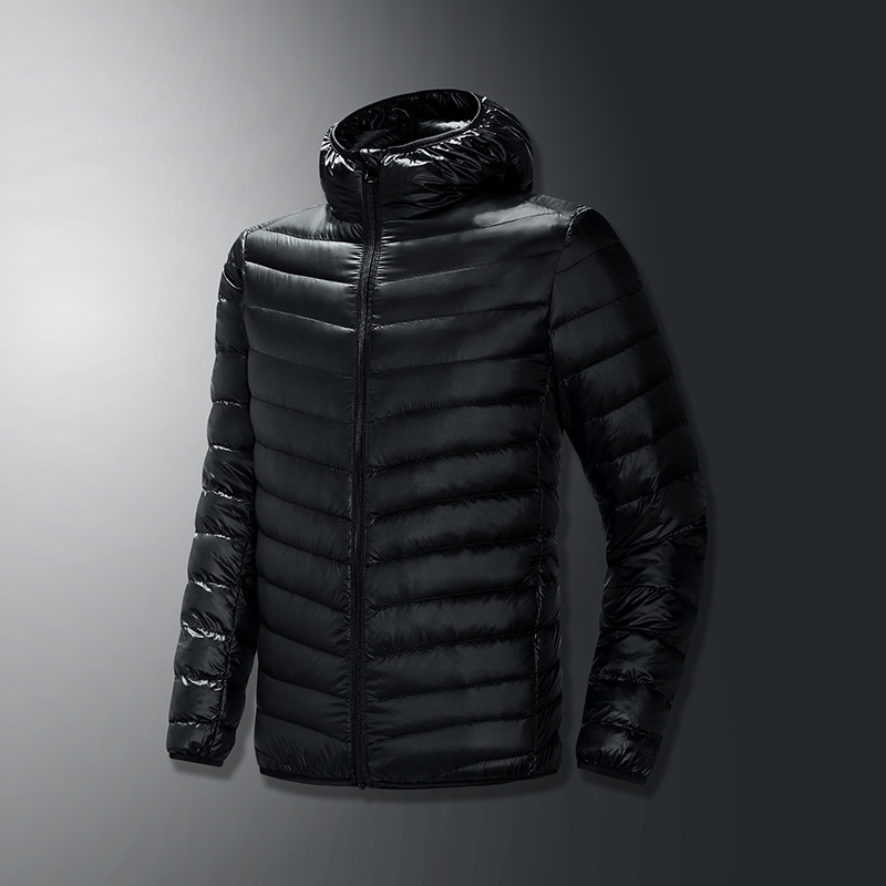 Užsienio prekybos rudens ir žiemos gobtuvu lengva pūkinė striukė vyrams, plius dydžio, jaunimo sportinė baltos anties pūkinė trumpa šilta vienspalvė striukė