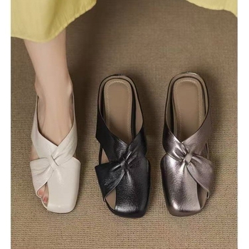 Ljetne ženske sandale za vanjsku upotrebu, šuplje slip-on cipele za žene, ležerne papuče 2025., debele pete, novi stil Baotou papuča, moderno