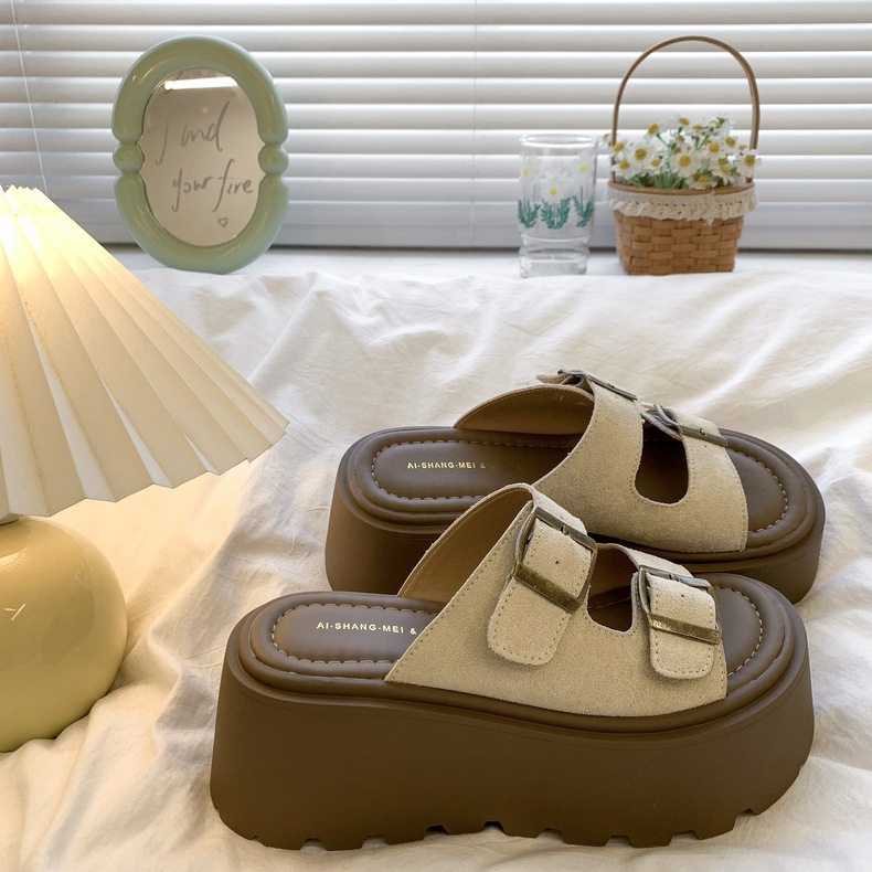 25 de sandale noi de vară, la modă, cu talpă groasă, Boken, cu toc înalt, cu cataramă, retro, versatile, pentru plajă