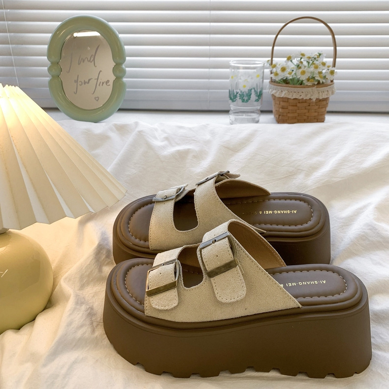 25 de sandale noi de vară, la modă, cu talpă groasă, Boken, cu toc înalt, cu cataramă, retro, versatile, pentru plajă
