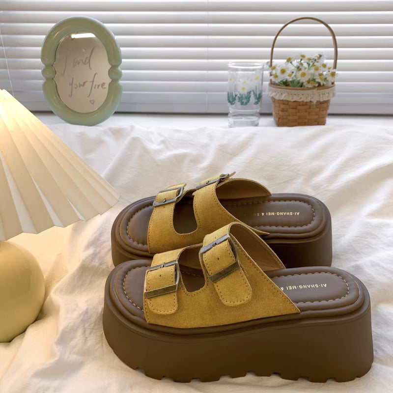 25 de sandale noi de vară, la modă, cu talpă groasă, Boken, cu toc înalt, cu cataramă, retro, versatile, pentru plajă