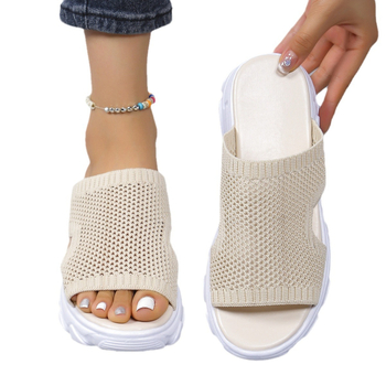 Διασυνοριακό εξωτερικό εμπόριο plus size σανδάλια και παντόφλες γυναικεία καλοκαίρι 2024 νέα με χοντρή σόλα και υφαντά casual παντόφλες παραλίας με κοίλο στόμα ψαριού