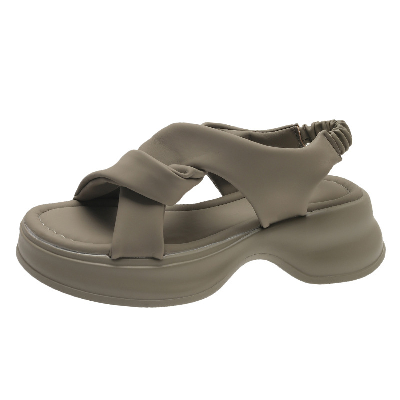 Male sandale s debelim potplatom, platformom i propuštajućim prstima za žene, ljeto 2025., nove ležerne elastične cipele s klinastom petom u korejskom stilu