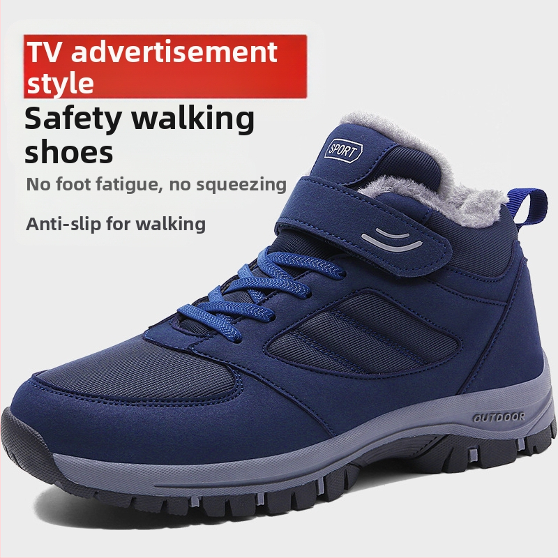 Plačios pėdos seno vyro medvilniniai batai vyriški žieminiai vilnos pamušalu sustorinti šilti batai nykščio evoliucija tėčio vandeniui atsparūs dideli sniego batai