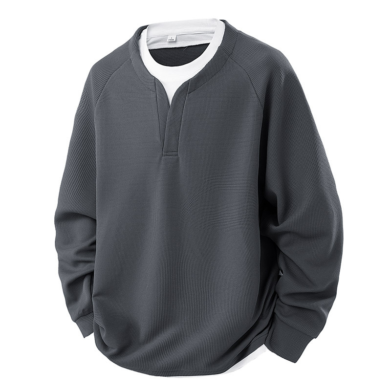 Muška modna majica s kapuljačom u jakom kontrastu u boji, lažna, dvodijelna, modna marka Waffley, za proljeće i jesen 2025., nova moderna, široka odjeća