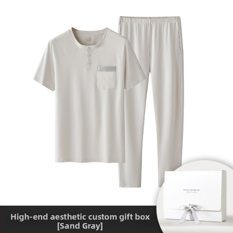 Uus modaalne puuvillane meeste pidžaamakomplekt, ühevärviline, õhuke, lühikeste varrukatega püksid, klapiga taskuga püksid, koduriided laos