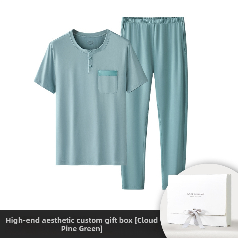 Uus modaalne puuvillane meeste pidžaamakomplekt, ühevärviline, õhuke, lühikeste varrukatega püksid, klapiga taskuga püksid, koduriided laos