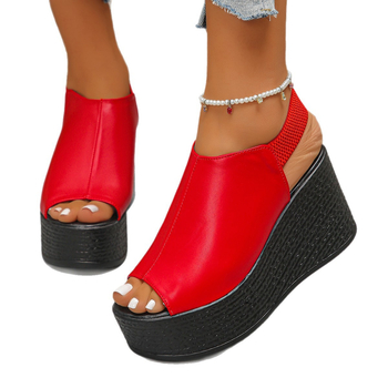 Ευρωπαϊκά και Αμερικανικά διασυνοριακά μεγάλα ψηλοτάκουνα σανδάλια με τακούνι ψαριού για γυναίκες 2025 Σανδάλια εσπαντρίγια με χοντρή σόλα και τακούνι σφήνας με αγκράφα ψαριού