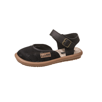 Γυναικεία Σανδάλια Mori Linen με φλατ δάχτυλα, καλοκαιρινά παπούτσια με μαλακή σόλα και αναπνεύσιμο τρύπα, OVERWEARING Mesh βαμβακερά λινά σανδάλια Roman