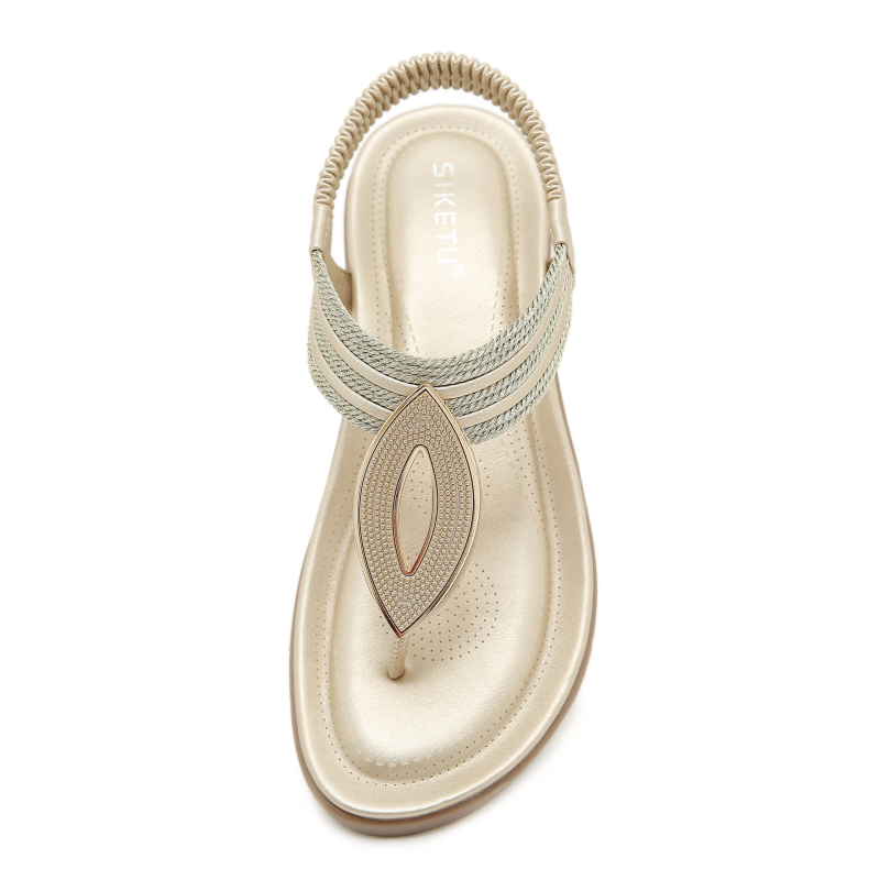 5012-1 Nove Amazon sandale iz 2025., boemske pletene, udobne okrugle sandale za odmor, plus veličina, ravno dno