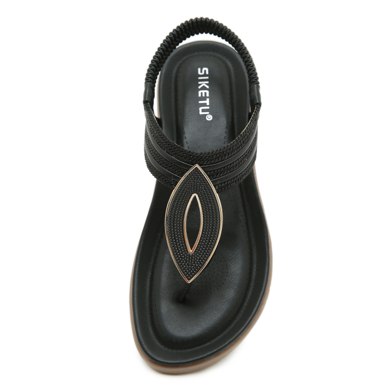 5012-1 Nove Amazon sandale iz 2025., boemske pletene, udobne okrugle sandale za odmor, plus veličina, ravno dno