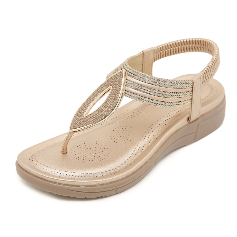 5012-1 Nove Amazon sandale iz 2025., boemske pletene, udobne okrugle sandale za odmor, plus veličina, ravno dno