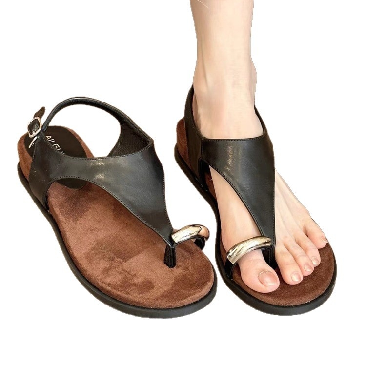 Novi stil francuskih jednostavnih sandala s remenčićima za žene za ljetnu vanjsku odjeću, nježni večernji povjetarac za plažu s tankim remenčićima