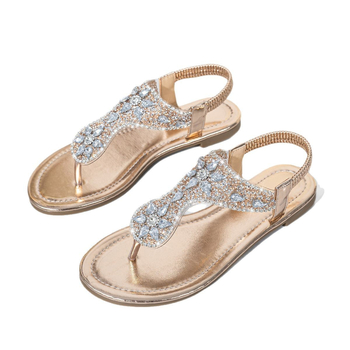 Εξωτερικού Εμπορίου Μεγάλο Μέγεθος Rhinestone Μαργαριτάρι Ψαροκόκκαλο Ανοιχτά Δάχτυλα Μποέμ Διακοπές στη Θάλασσα Ελαφριά Παπούτσια Παραλίας Thong για Γυναικεία