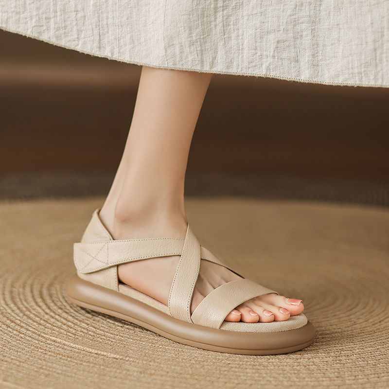 Umjetnički akademski stil, moderne i šik cipele za plažu, slatke ravne sandale s debelim potplatom za žene koje povećavaju visinu