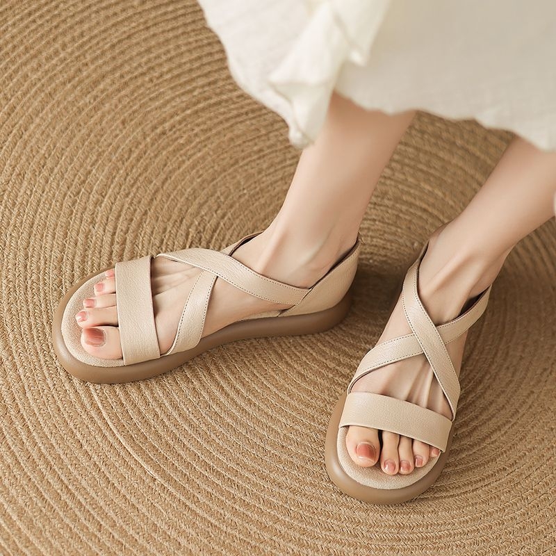 Umjetnički akademski stil, moderne i šik cipele za plažu, slatke ravne sandale s debelim potplatom za žene koje povećavaju visinu