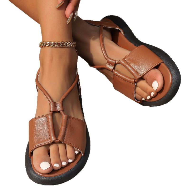 Vanjska trgovina plus size sandale s platformom za žene, gornja odjeća, ljeto 2025., novi retro stil, jednobojne, jednostavne ženske rimske sandale