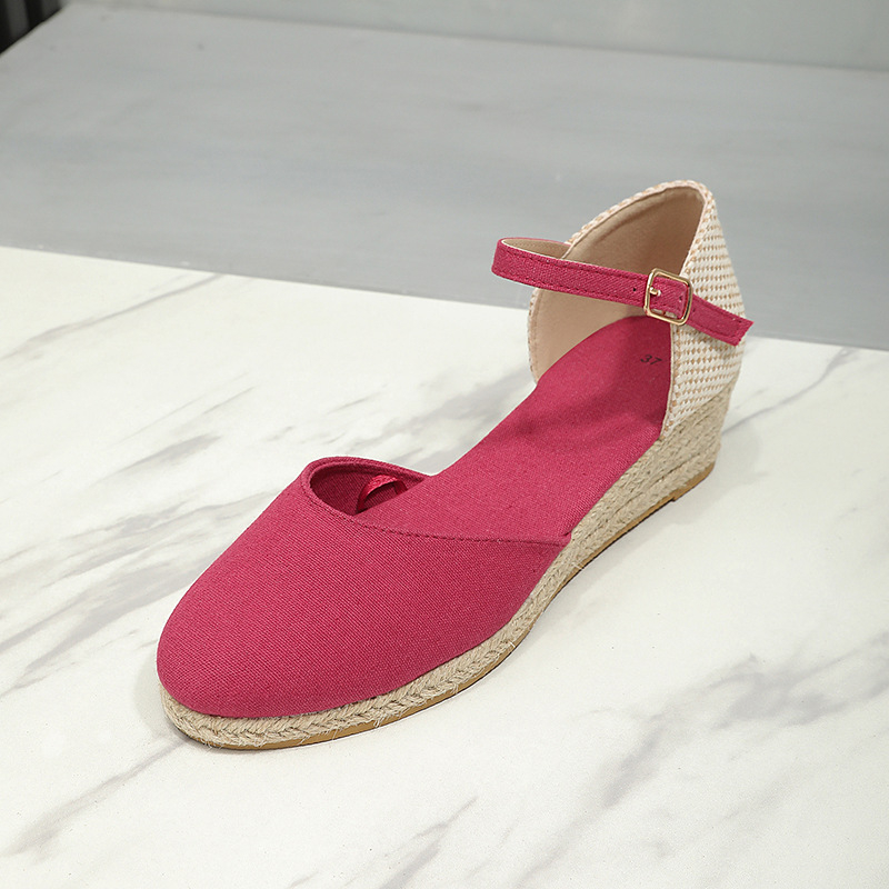 Трансгранични нови летни модни сандали на танкетка за 2025 г., дамски обувки Baotou, еспадрили на танкетка