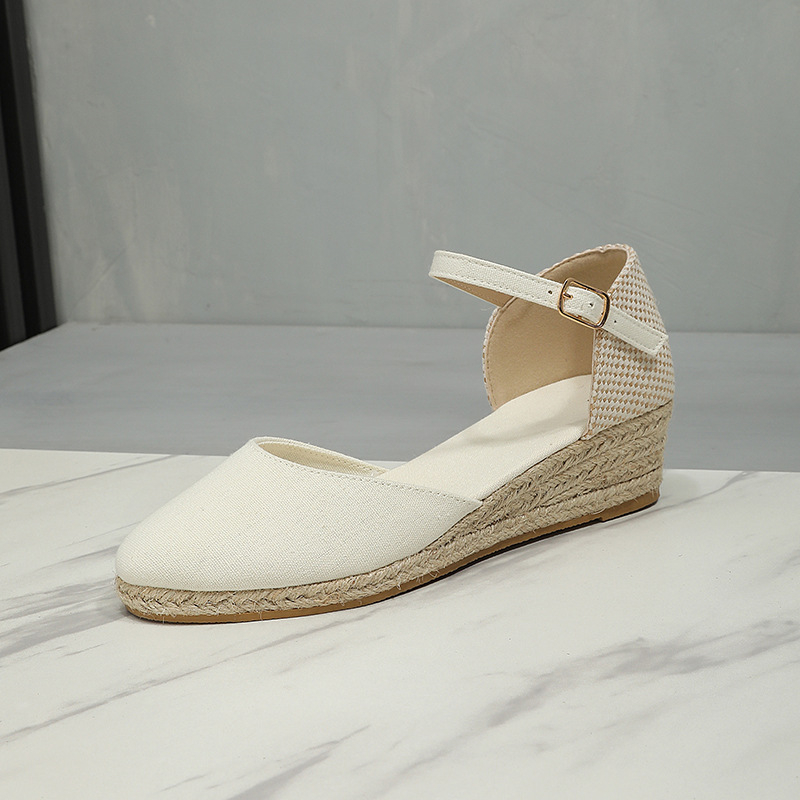 Трансгранични нови летни модни сандали на танкетка за 2025 г., дамски обувки Baotou, еспадрили на танкетка