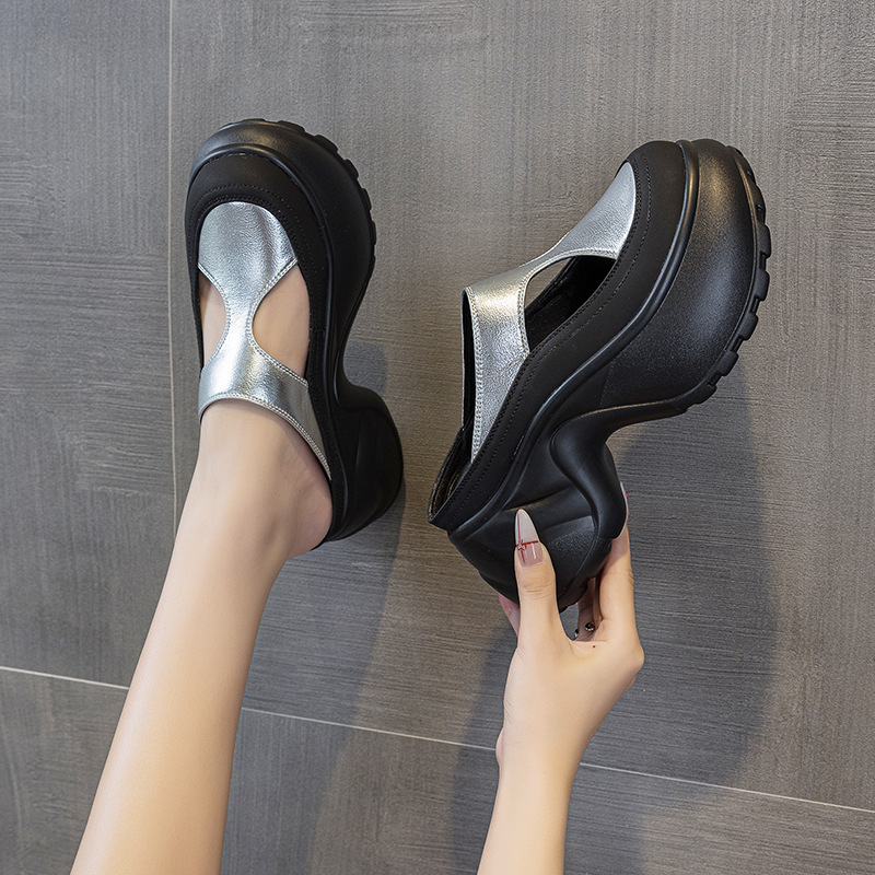 Nove ljetne ležerne modne ženske cipele na platformi iz 2025., debeli potplat, papuče za podizanje, ženske vanjske cipele s lijenim prstima, otporne na habanje, super mekane