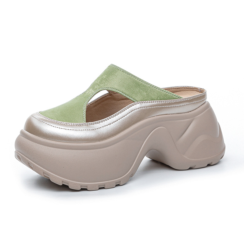 Nove ljetne ležerne modne ženske cipele na platformi iz 2025., debeli potplat, papuče za podizanje, ženske vanjske cipele s lijenim prstima, otporne na habanje, super mekane