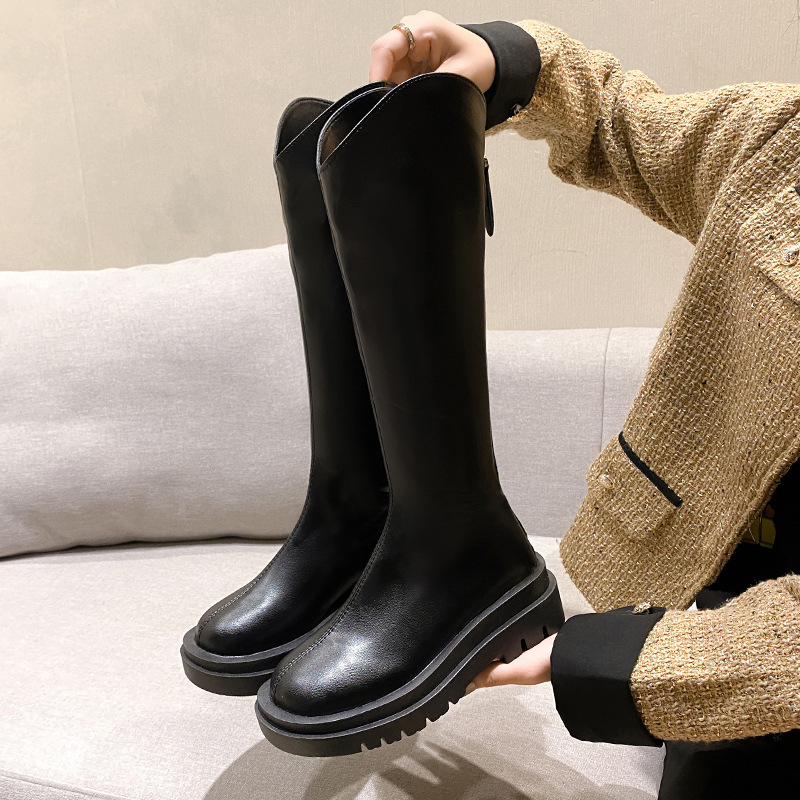 Cizme pentru femei, cizme groase, cizme înalte, cizme de cavalerie, vara 2024, cizme mari cu gura în V, cizme până la genunchi, cizme plus size