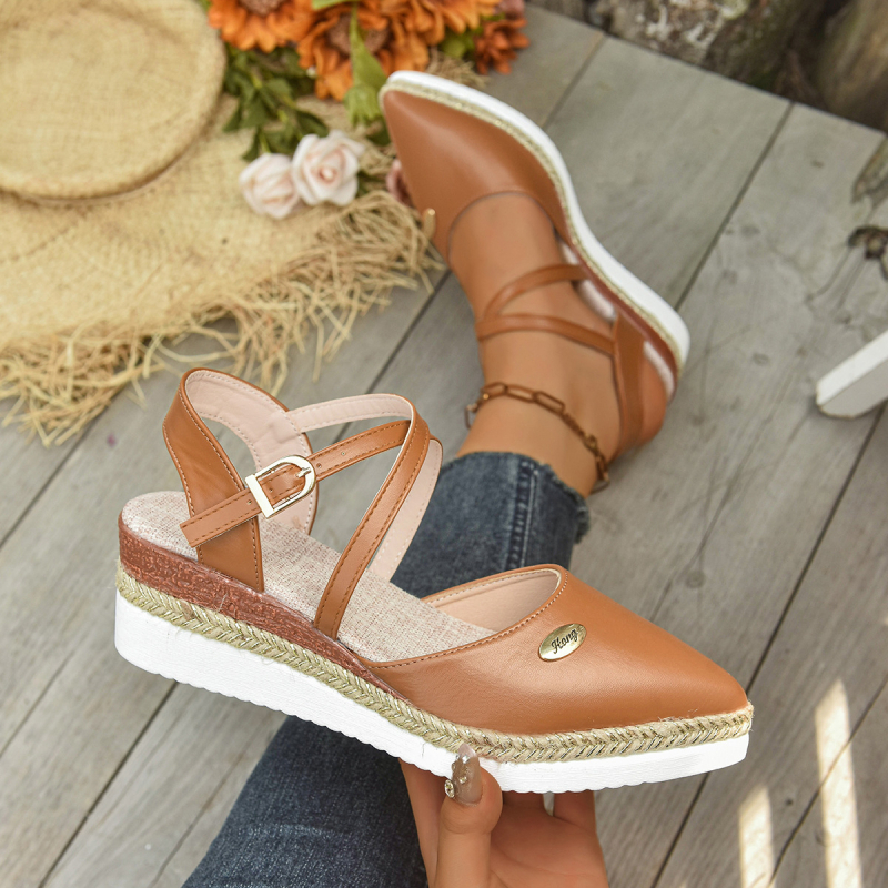 Sandale s debelim potplatom, šupljim prstima i kopčom od konoplje, velike, ljetne, nove ženske sandale za 2025.