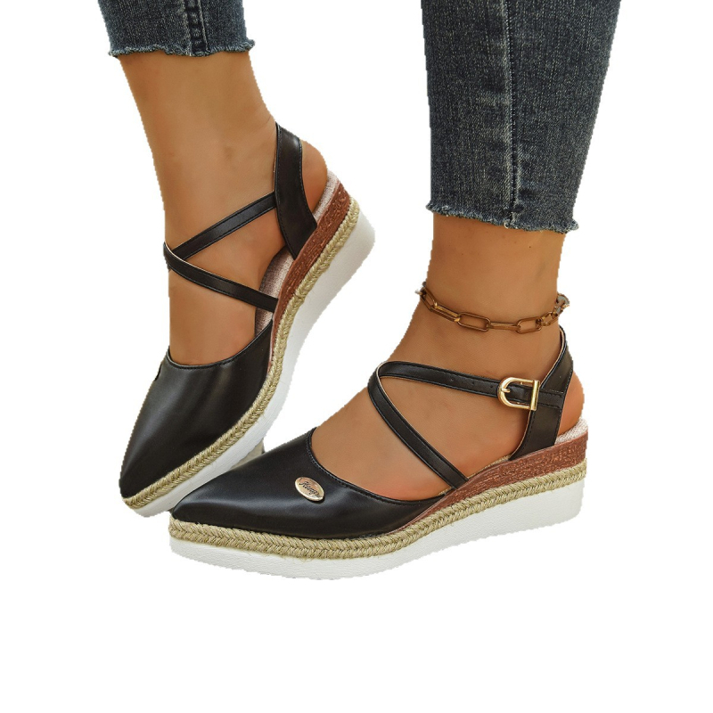 Sandale s debelim potplatom, šupljim prstima i kopčom od konoplje, velike, ljetne, nove ženske sandale za 2025.