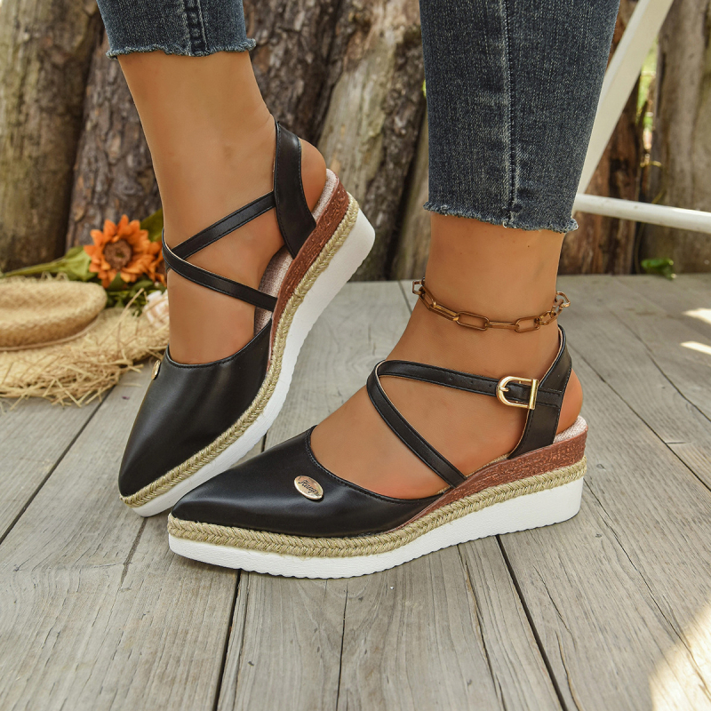 Sandale s debelim potplatom, šupljim prstima i kopčom od konoplje, velike, ljetne, nove ženske sandale za 2025.