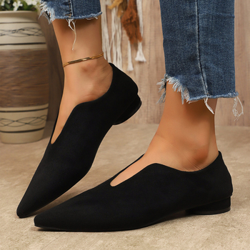 Γαλλικά ρετρό γυναικεία παπούτσια με χαμηλοτάκουνα, άνοιξη και φθινόπωρο 2025, νέα μυτερά δερμάτινα παπούτσια με ρηχά, ευέλικτα παπούτσια για γιαγιάδες χονδρικής