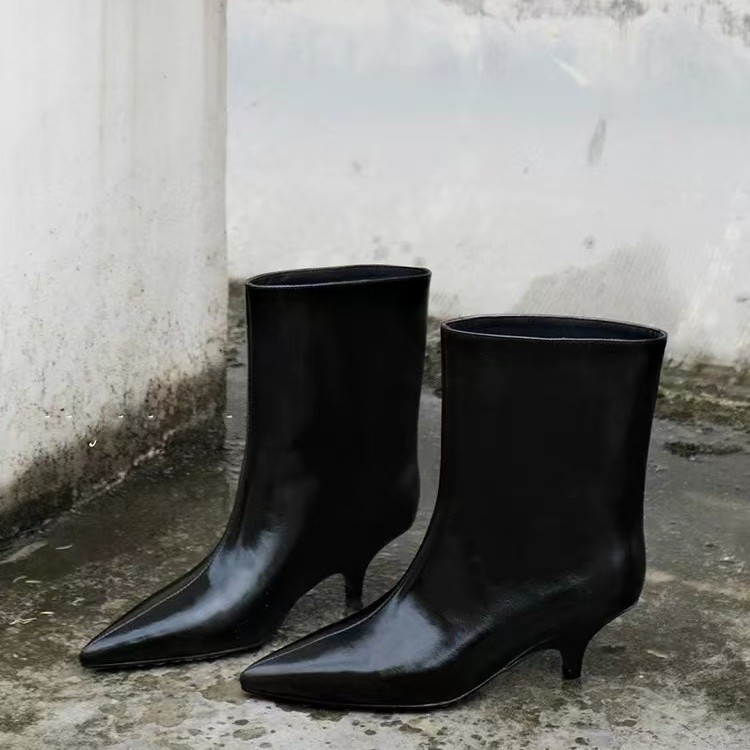 Jesenske i zimske nove modne svestrane nišne francuske retro čizme sa špicastim vrhom i štiklima, s mačkastom petom za žene