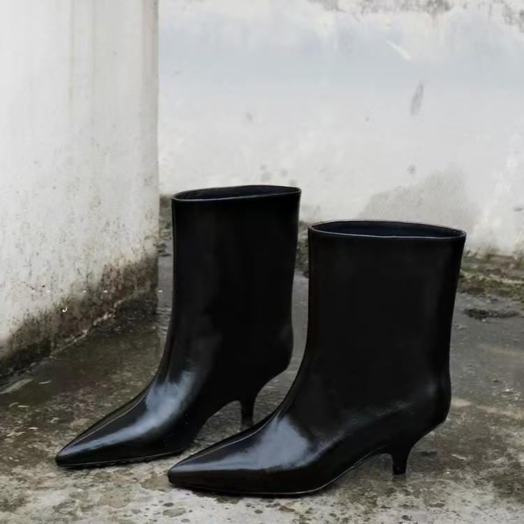 Jesenske i zimske nove modne svestrane nišne francuske retro čizme sa špicastim vrhom i štiklima, s mačkastom petom za žene