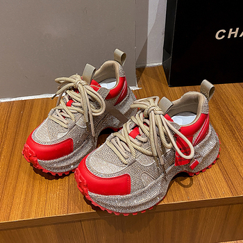 Prekogranične, veće tatine cipele za žene, novi stil, zvjezdano nebo, s cirkonima i debelim potplatom, za povećanje visine, ležerne i svestrane tenisice