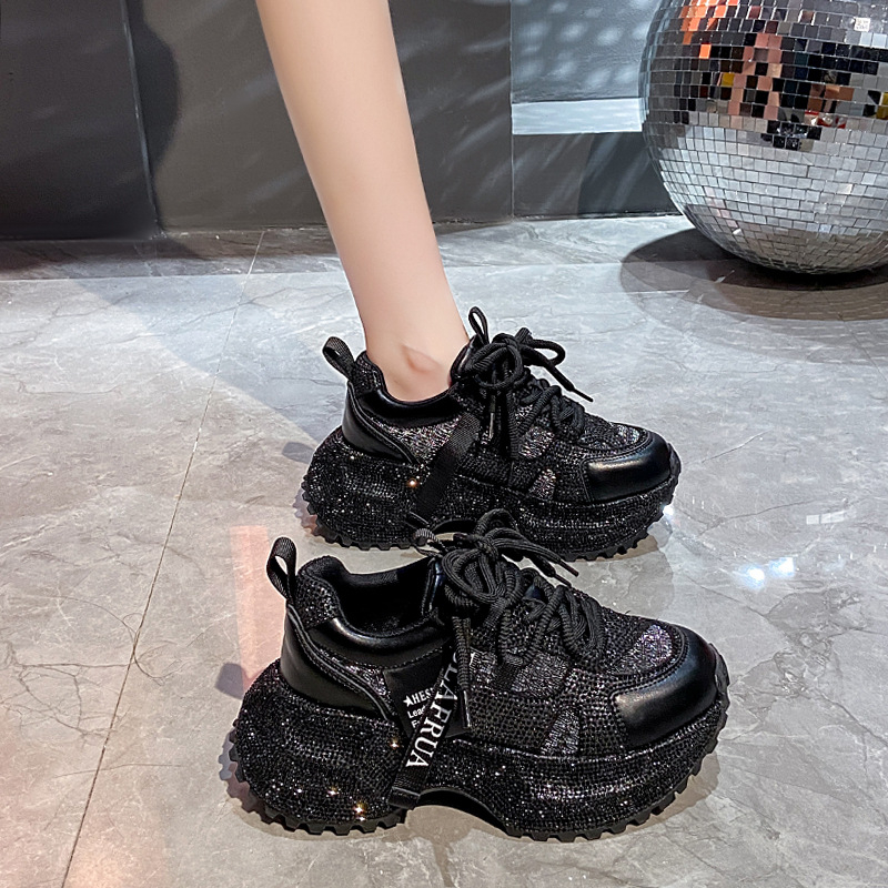 Prekogranične, veće tatine cipele za žene, novi stil, zvjezdano nebo, s cirkonima i debelim potplatom, za povećanje visine, ležerne i svestrane tenisice