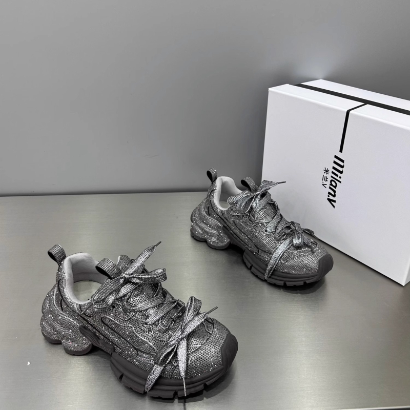 Pariške cipele od prave kože s cirkonima za žene, gornja odjeća, nove ljetne cipele s debelim potplatom i cirkonima za žene, svestrane sportske i ležerne cipele