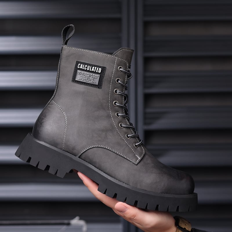 Vyriški britiško stiliaus, vilnos pamušalu aptraukti, šilti medvilniniai batai „Crossborder Martin Boots“, 2024 m. žiemos, nauji, plius dydžio, aukšti, odiniai darbo batai.