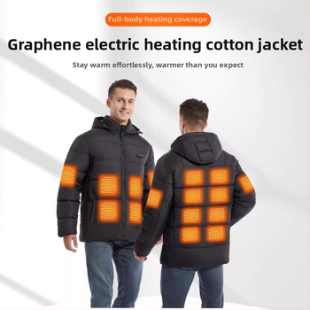 Piiriülene uus kütte ja puuvillase polstriga kapuutsiga USB intelligentne konstantse temperatuuriga kütte ja puuvillase polstriga jope, meeste ja naiste soe elektriline puuvillase polstriga jope