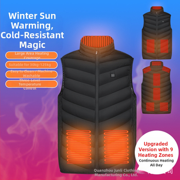 Noorte küttetsooni 9 vest meeste intelligentne laadimisega varrukateta kraega elektriline soojendusega keskealistele ja eakatele mõeldud vest soojendusega vest