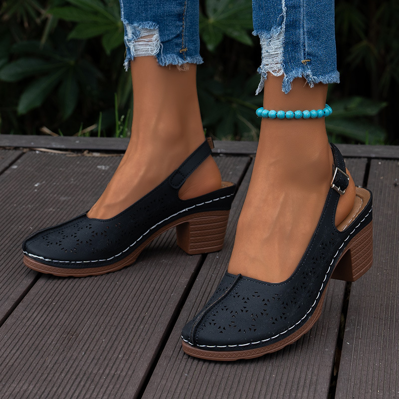 Pantofi de damă de mărime mare, 35-43 de yarzi, cu picioare late și groase, pantofi de vară pentru mame, sandale goale cu talpă moale, confortabile pentru vârstnici de vârstă mijlocie, mărimea 42