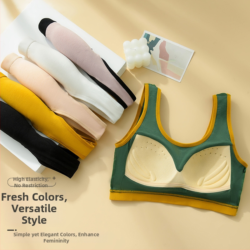 Viengabala fiksēta kausa formas apakškrekliņa bez tērauda gredzena, skaistumkopšanas muguras apakšdaļa, sporta apakšveļa, plata plecu siksna, aptīta krūšu caurulītes augšdaļa.