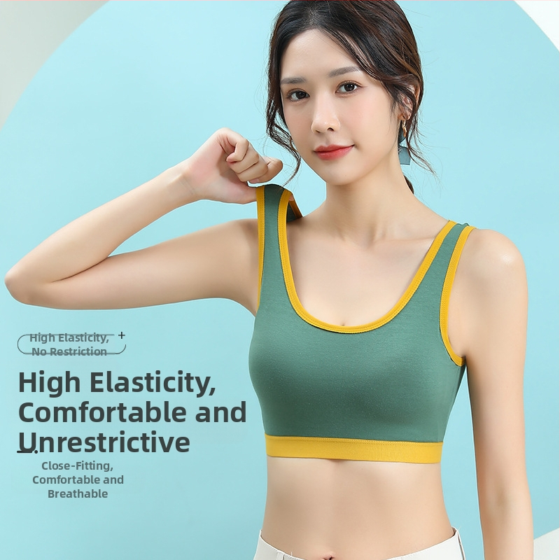 Viengabala fiksēta kausa formas apakškrekliņa bez tērauda gredzena, skaistumkopšanas muguras apakšdaļa, sporta apakšveļa, plata plecu siksna, aptīta krūšu caurulītes augšdaļa.