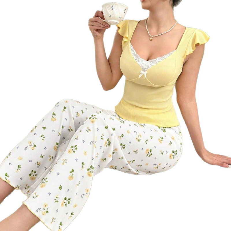 Xiyin vrući set od 2 pidžame za žene, prekogranične eksplozije, novi proizvodi, vruća veleprodaja, europska i američka kućna odjeća s printom u obliku pruge