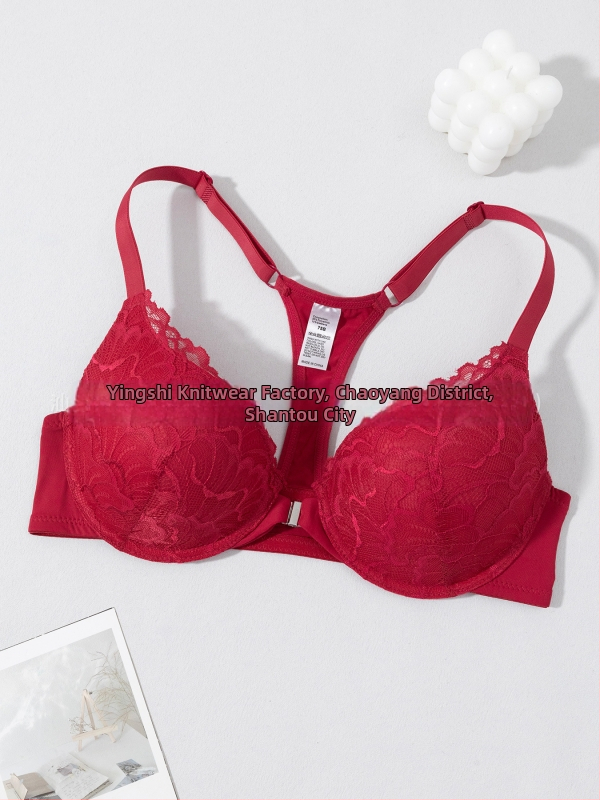 Producător specializat în sutien transfrontalier en-gros, european și american, popular, confortabil, cu inel de oțel, sexy, din dantelă franceză, cu nasturi frontali, frumos la spate