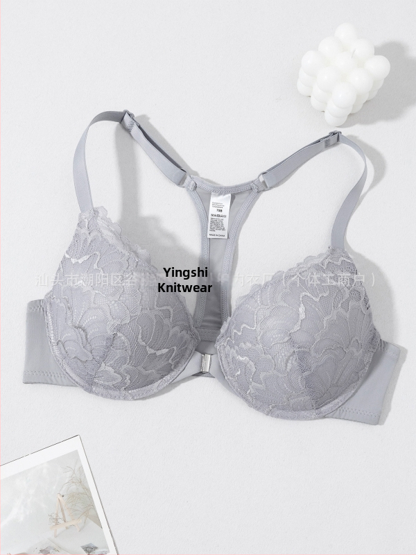 Producător specializat în sutien transfrontalier en-gros, european și american, popular, confortabil, cu inel de oțel, sexy, din dantelă franceză, cu nasturi frontali, frumos la spate