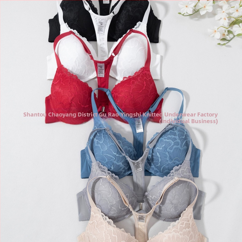Производителят е специализиран в трансгранична търговия на едро, европейски и американски, популярен удобен, стоманен пръстен, френски, секси дантелен сутиен с копчета отпред и отзад, красив сутиен