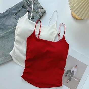 Naujo stiliaus, gryno, saldaus ir aštraus dizaino, klostuotos liemenėlės formos moteriški drabužiai, priglundantys prie palaidinės su krūtinės pagalvėle