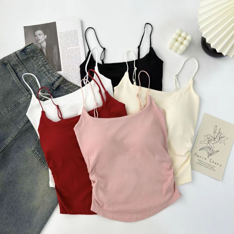 Naujo stiliaus, gryno, saldaus ir aštraus dizaino, klostuotos liemenėlės formos moteriški drabužiai, priglundantys prie palaidinės su krūtinės pagalvėle