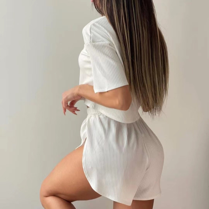 2025 Amazon Prekogranična europska i američka ženska odjeća Proljetna i ljetna moda Kratka majica s okruglim izrezom, gornje hlače, dvodijelni set za žene