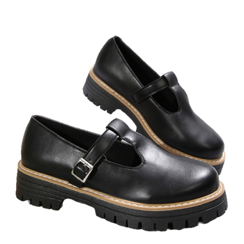 Prekogranični izvoz 2025. Retro cipele s okruglim prstima i kopčom za remen, nove modne male kožne cipele u britanskom stilu, ravne ženske cipele s debelom petom