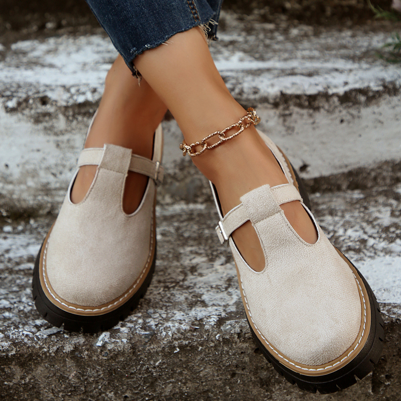 Prekogranični izvoz 2025. Retro cipele s okruglim prstima i kopčom za remen, nove modne male kožne cipele u britanskom stilu, ravne ženske cipele s debelom petom